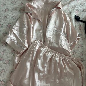 Vintage Satin Pajama Set in Blush